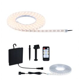 Taśma zewnętrzna LED solar 5m 2,8W DIM 3000K 51lm/m czujnik zmierzchu pilot 5V IP44 czarny / tworzywo sztuczne - zdjęcie 1