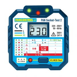 Tester gniazdek PANSOCKET-TEST-2 RCD 30 mA KAT II 300 V 90-250V - zdjęcie 1
